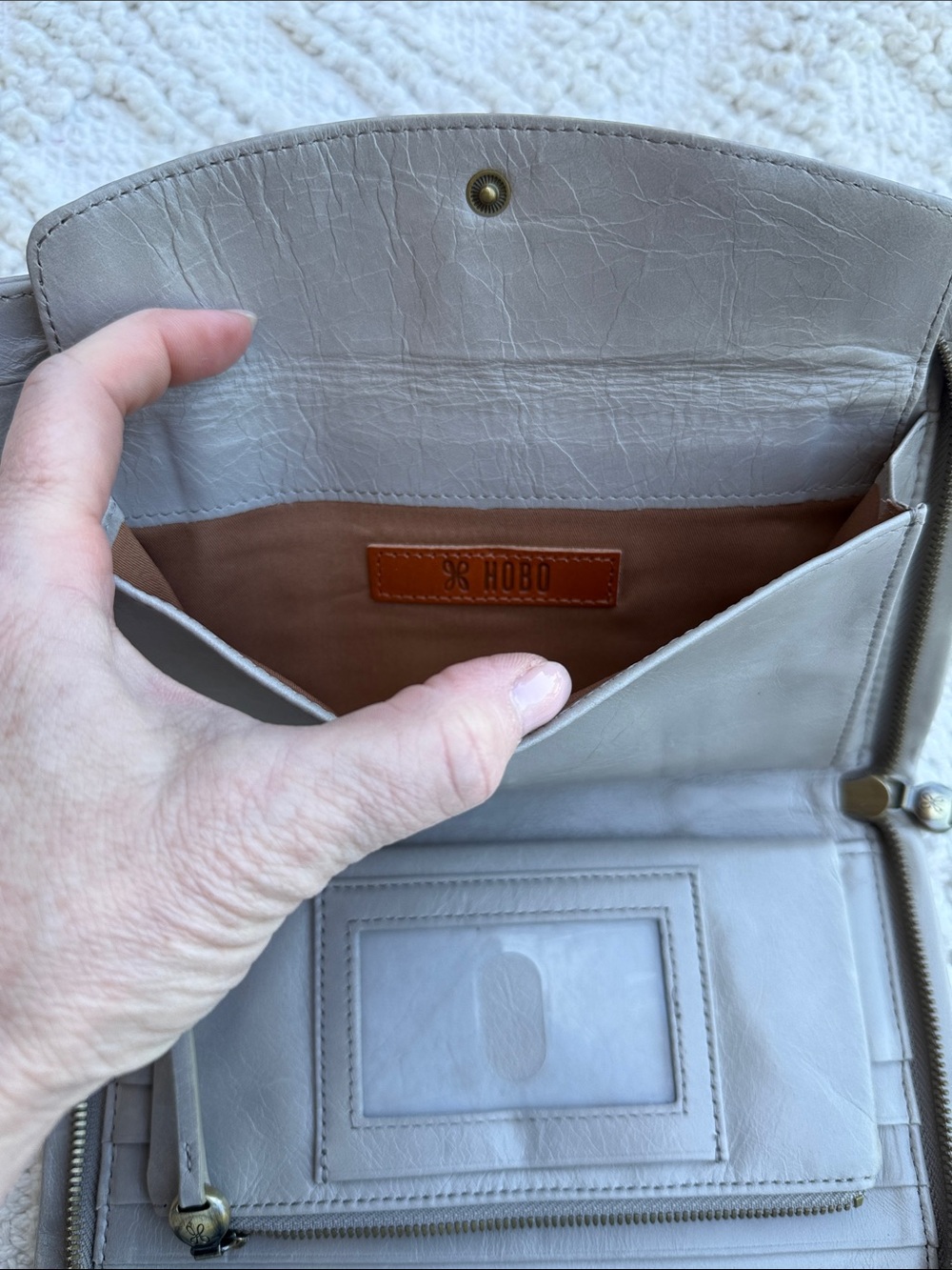 Hobo Leather Wristlet Wallet - Gray - Picture 8 of 10